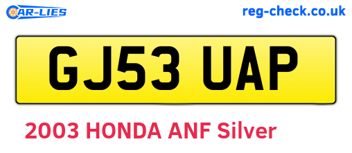 GJ53UAP are the vehicle registration plates.
