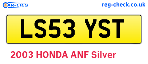 LS53YST are the vehicle registration plates.