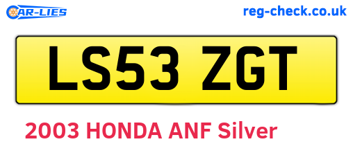 LS53ZGT are the vehicle registration plates.