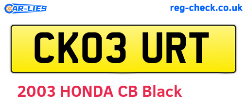 CK03URT are the vehicle registration plates.
