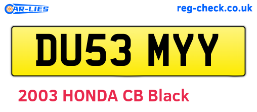 DU53MYY are the vehicle registration plates.