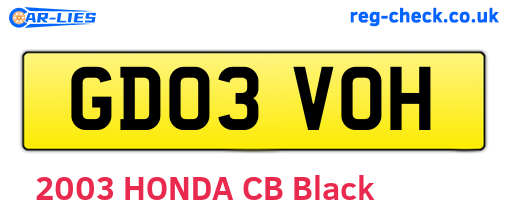 GD03VOH are the vehicle registration plates.