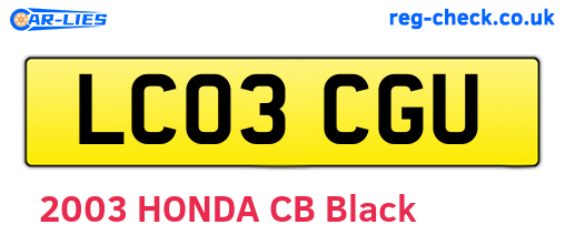 LC03CGU are the vehicle registration plates.