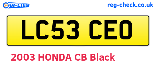 LC53CEO are the vehicle registration plates.