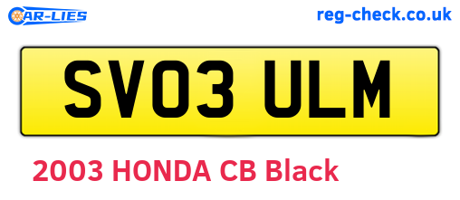 SV03ULM are the vehicle registration plates.