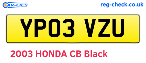 YP03VZU are the vehicle registration plates.