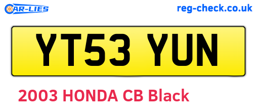 YT53YUN are the vehicle registration plates.