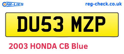 DU53MZP are the vehicle registration plates.