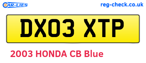 DX03XTP are the vehicle registration plates.