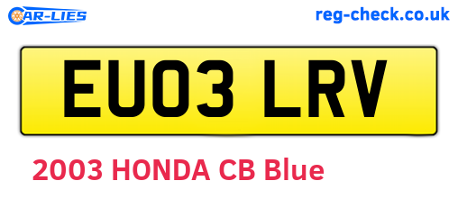 EU03LRV are the vehicle registration plates.