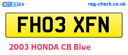FH03XFN are the vehicle registration plates.