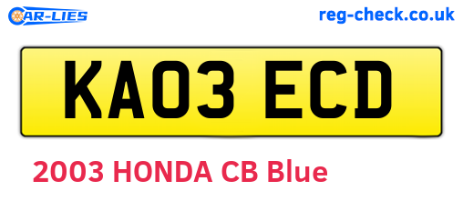 KA03ECD are the vehicle registration plates.