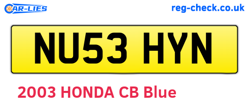 NU53HYN are the vehicle registration plates.
