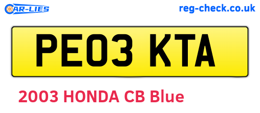 PE03KTA are the vehicle registration plates.