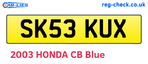 SK53KUX are the vehicle registration plates.