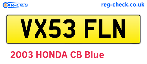 VX53FLN are the vehicle registration plates.