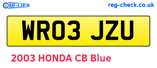 WR03JZU are the vehicle registration plates.