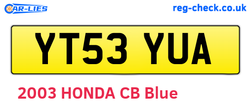 YT53YUA are the vehicle registration plates.