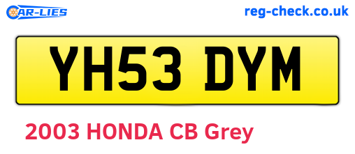 YH53DYM are the vehicle registration plates.