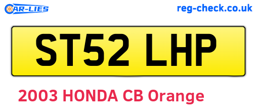 ST52LHP are the vehicle registration plates.