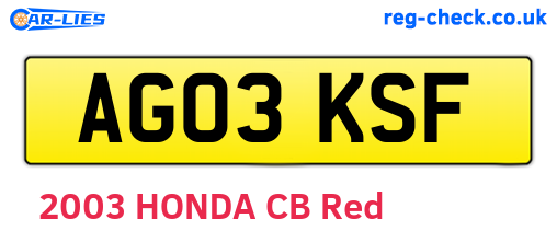 AG03KSF are the vehicle registration plates.