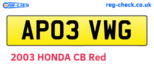 AP03VWG are the vehicle registration plates.