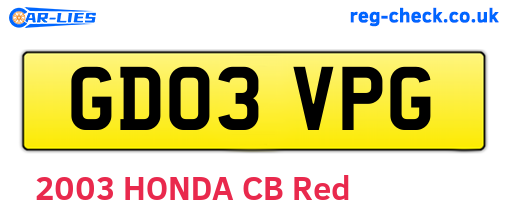 GD03VPG are the vehicle registration plates.
