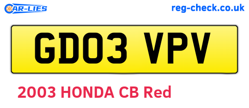 GD03VPV are the vehicle registration plates.