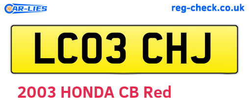 LC03CHJ are the vehicle registration plates.