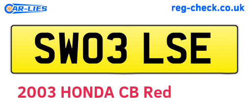 SW03LSE are the vehicle registration plates.