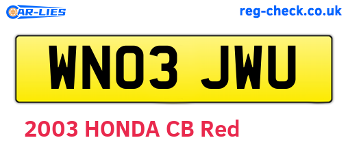 WN03JWU are the vehicle registration plates.