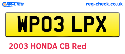 WP03LPX are the vehicle registration plates.