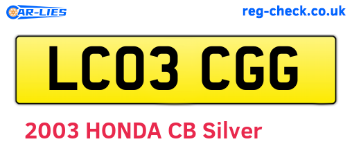LC03CGG are the vehicle registration plates.