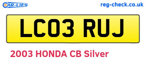 LC03RUJ are the vehicle registration plates.