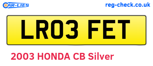 LR03FET are the vehicle registration plates.