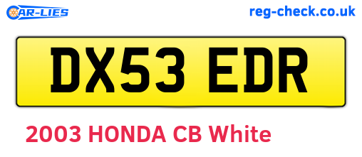 DX53EDR are the vehicle registration plates.