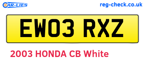 EW03RXZ are the vehicle registration plates.