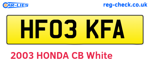 HF03KFA are the vehicle registration plates.