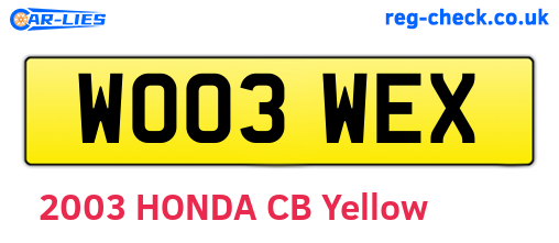 WO03WEX are the vehicle registration plates.