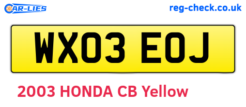 WX03EOJ are the vehicle registration plates.