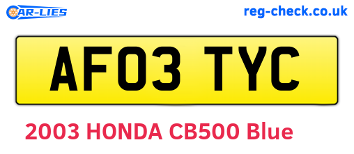 AF03TYC are the vehicle registration plates.