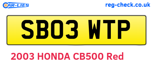 SB03WTP are the vehicle registration plates.