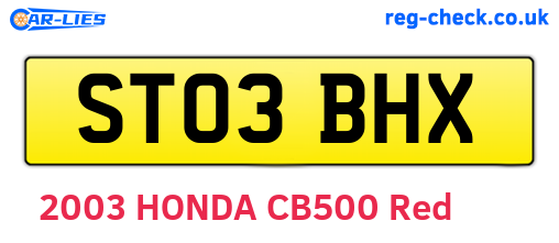 ST03BHX are the vehicle registration plates.