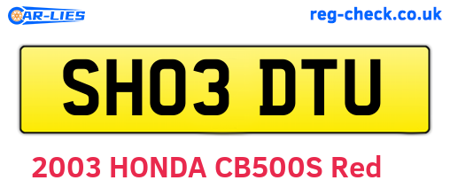 SH03DTU are the vehicle registration plates.