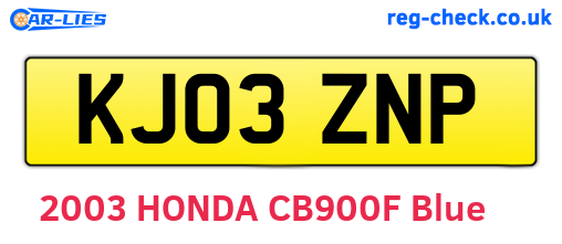 KJ03ZNP are the vehicle registration plates.
