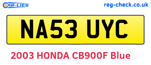 NA53UYC are the vehicle registration plates.