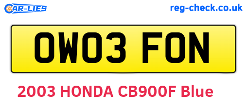 OW03FON are the vehicle registration plates.