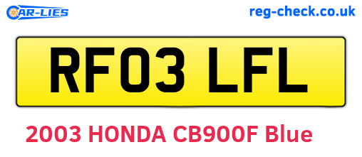 RF03LFL are the vehicle registration plates.