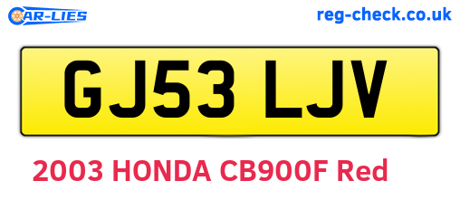 GJ53LJV are the vehicle registration plates.