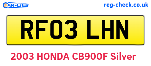 RF03LHN are the vehicle registration plates.